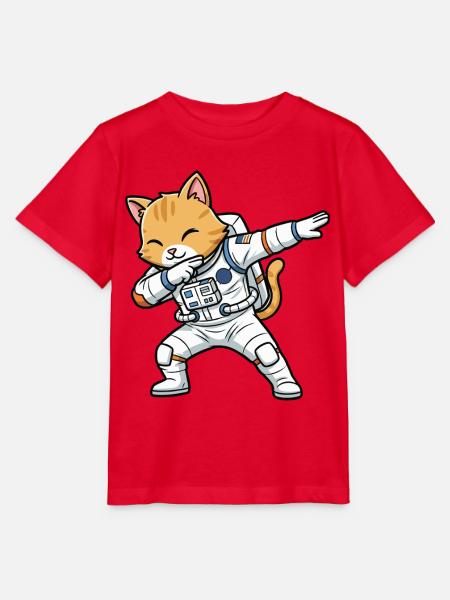 Astronauten Katzen Dab - Stanley/Stella Kinder T-Shirt MINI CREATOR  - Rot