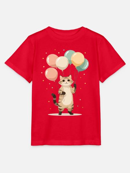 Katze mit bunten Ballons - Stanley/Stella Kinder T-Shirt MINI CREATOR  - Rot