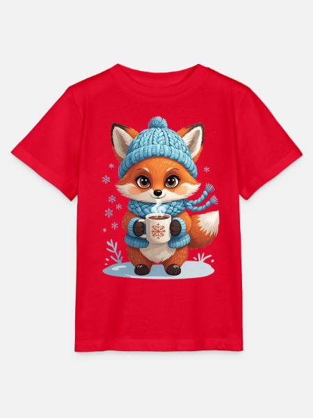 Winterfuchs mit Kakao - Stanley/Stella Kinder T-Shirt MINI CREATOR - Rot