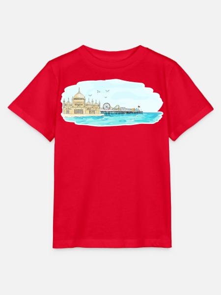 Brighton Royal Pavilion Pier Seaside Art - Stanley/Stella Kinder T-Shirt MINI CREATOR - Rot