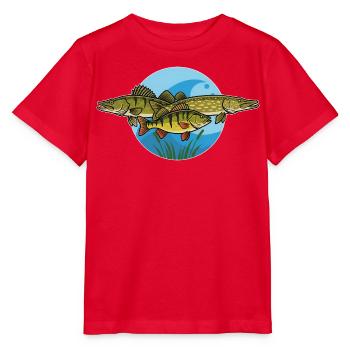 Perch, pike, zander, predator, fishing - Stanley/Stella MINI CREATOR Kids’ T-Shirt - red - Front - Jaiden (125cm)