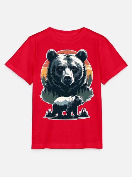Waldbär im Sonnenuntergang - Stanley/Stella Kinder T-Shirt MINI CREATOR  - Rot
