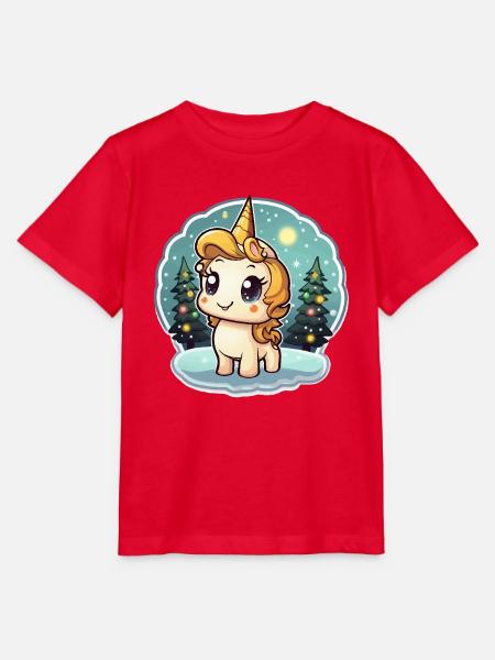 Winterzauber Einhorn im Schneewald - Stanley/Stella Kinder T-Shirt MINI CREATOR - Rot