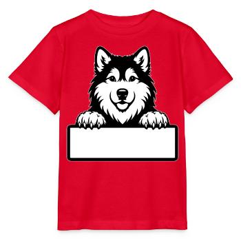 Badge nominatif de chiot Alaskan Malamute noir et blanc - T-shirt bio MINI CREATOR Stanley/Stella Enfant - rouge - Devant - Jaiden (125cm)