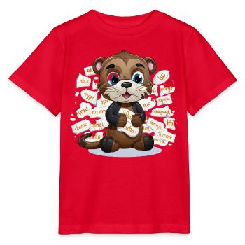 Learning otter with paper chaos - Stanley/Stella MINI CREATOR Kids’ T-Shirt - red - Front - Jaiden (125cm)