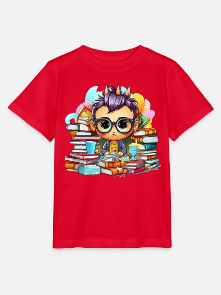 Lernheld Chibi mit Büchern - Stanley/Stella Kinder T-Shirt MINI CREATOR  - Rot