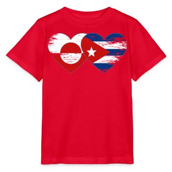 Groenland_Kuba_Flagge_Herz_used - Stanley/Stella Kinder T-Shirt MINI CREATOR  - Rot - Vorne - Jaiden (125cm)