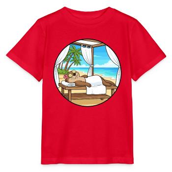 Beach Spa Otter Animal Relaxing Art - Stanley/Stella MINI CREATOR Kids’ T-Shirt - red - Front - Jaiden (125cm)