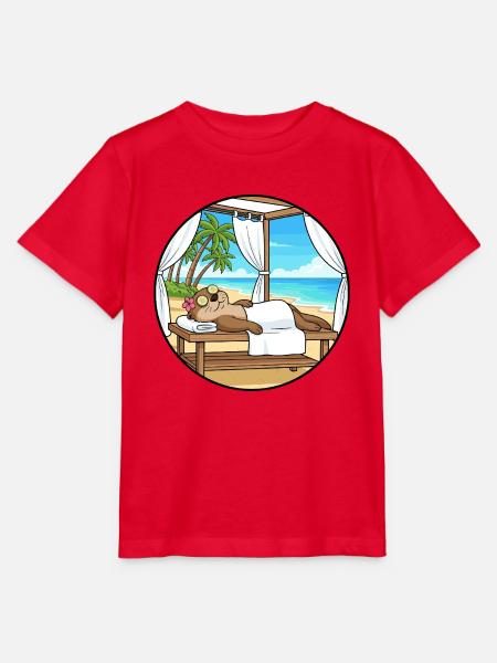 Strand-Spa Otter-Tier-Entspannungskunst - Stanley/Stella Kinder T-Shirt MINI CREATOR - Rot