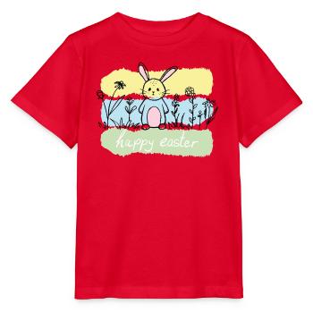 Pastellhase im Frühlingsfeld - Stanley/Stella Kinder T-Shirt MINI CREATOR  - Rot - Vorne - Jaiden (125cm)