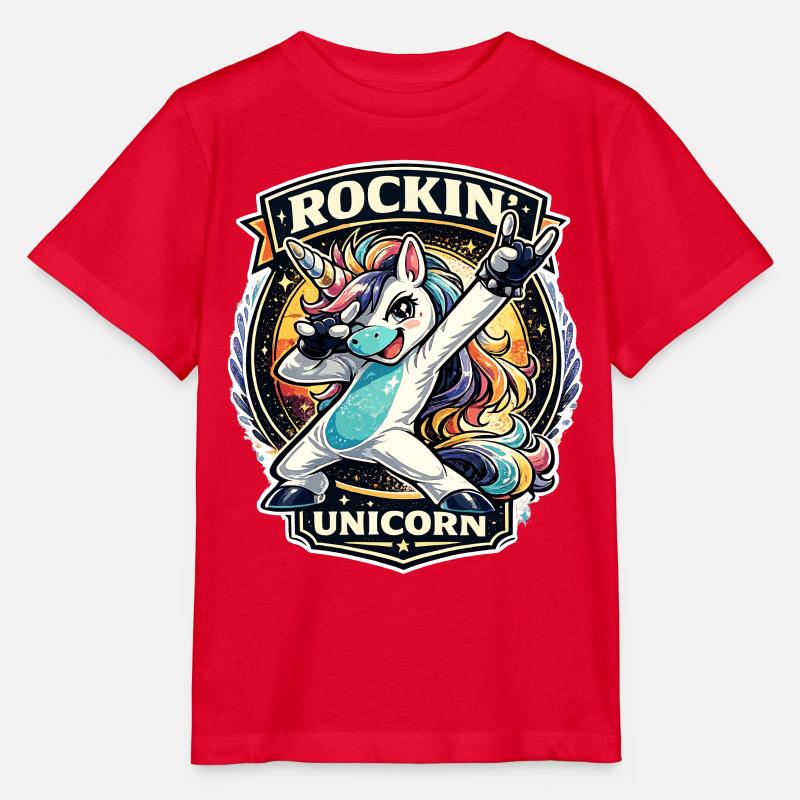 Insigne rétro de la licorne rockeuse dans le style rock - T-shirt bio MINI CREATOR Stanley/Stella Enfant - rouge