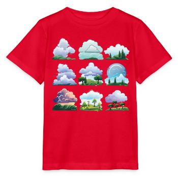 Wolkenlandschaften Cartoon Set - Stanley/Stella Kinder T-Shirt MINI CREATOR  - Rot - Vorne - Jaiden (125cm)