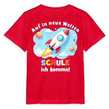 Rakete ins neue Schuljahr - Stanley/Stella Kinder T-Shirt MINI CREATOR  - Rot - Vorne - Jaiden (125cm)