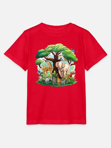 Savannen Tierwelt Rundbild - Stanley/Stella Kinder T-Shirt MINI CREATOR - Rot