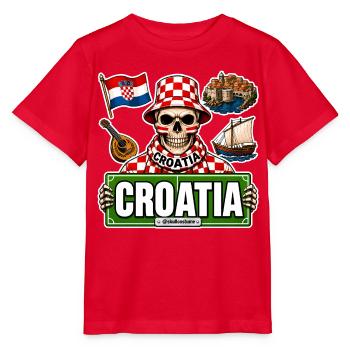 SkullCostume Édition Mondiale : Croatie - T-shirt bio MINI CREATOR Stanley/Stella Enfant - rouge - Devant - Jaiden (125cm)