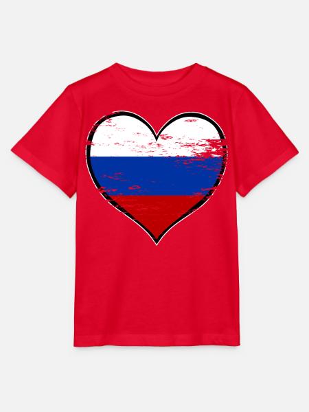 Russland Herzflagge used - Stanley/Stella Kinder T-Shirt MINI CREATOR  - Rot