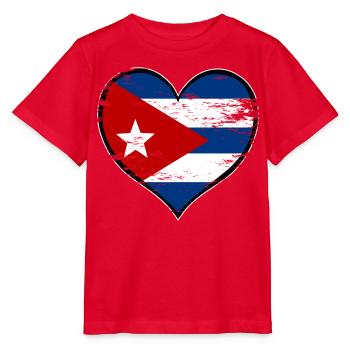 Kuba Herzflagge used - Stanley/Stella Kinder T-Shirt MINI CREATOR  - Rot - Vorne - Jaiden (125cm)