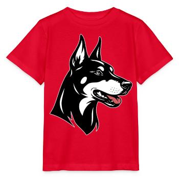 Côté de la tête du doberman - T-shirt bio MINI CREATOR Stanley/Stella Enfant - rouge - Devant - Jaiden (125cm)