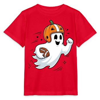 Halloween, America Football, Ghost - T-shirt bio MINI CREATOR Stanley/Stella Enfant - rouge - Devant - Jaiden (125cm)