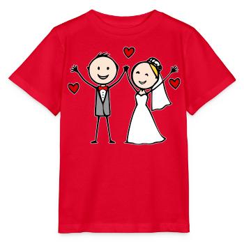 Wedding Couple Cartoon Cheerful - Stanley/Stella MINI CREATOR Kids’ T-Shirt - red - Front - Jaiden (125cm)