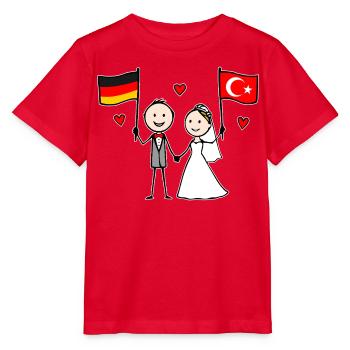 Wedding couple Germany Turkey Flag - Stanley/Stella MINI CREATOR Kids’ T-Shirt - red - Front - Jaiden (125cm)