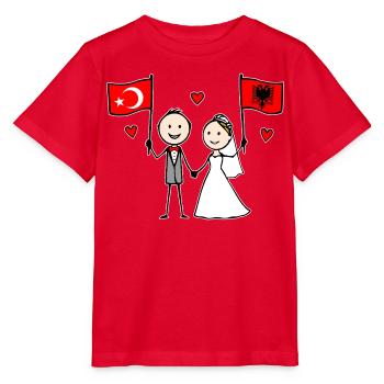 Hochzeitspaar Türkei Albanien Flagge - Stanley/Stella Kinder T-Shirt MINI CREATOR  - Rot - Vorne - Jaiden (125cm)