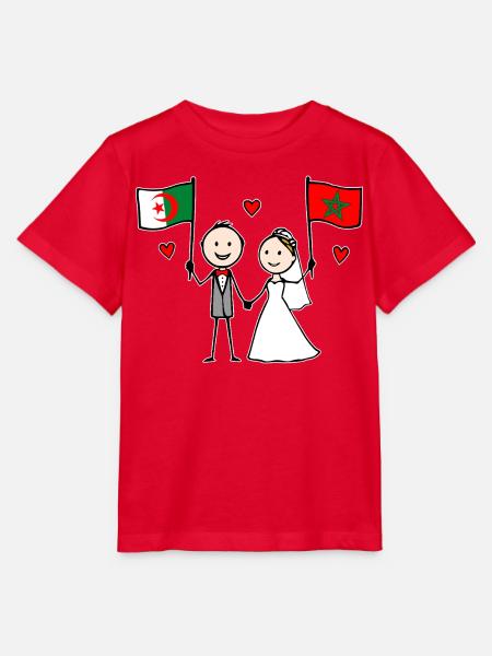 Hochzeitspaar Algerien Marokko Flagge - Stanley/Stella Kinder T-Shirt MINI CREATOR - Rot