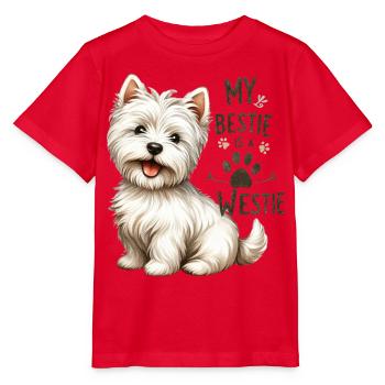 Westie Bestie Design du mignon West Highland Terrier - T-shirt bio MINI CREATOR Stanley/Stella Enfant - rouge - Devant - Jaiden (125cm)