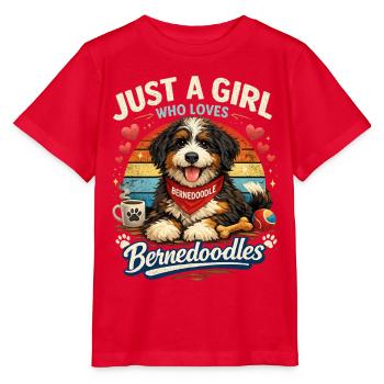 Einfach nur ein Mädchen, das Bernedoodles liebt - Stanley/Stella Kinder T-Shirt MINI CREATOR  - Rot - Vorne - Jaiden (125cm)