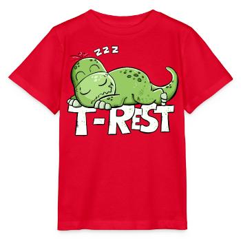 T-Rest Dino Schlafen | Lustiger Dinosaurier - Stanley/Stella Kinder T-Shirt MINI CREATOR  - Rot - Vorne - Jaiden (125cm)