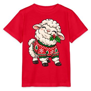 Weihnachten Schaf Pullover Mistel Geschenk - Stanley/Stella Kinder T-Shirt MINI CREATOR  - Rot - Vorne - Jaiden (125cm)