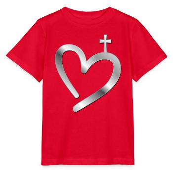 Christliches Kreuz Herz - Stanley/Stella Kinder T-Shirt MINI CREATOR  - Rot - Vorne - Jaiden (125cm)