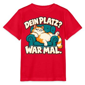Dein Platz? War mal. – Freche Katze im Sessel - Stanley/Stella Kinder T-Shirt MINI CREATOR  - Rot - Vorne - Jaiden (125cm)