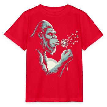 Nachdenklicher Gorilla-Löwenzahn-Liebhaber - Stanley/Stella Kinder T-Shirt MINI CREATOR  - Rot - Vorne - Jaiden (125cm)