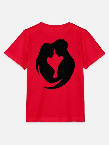 Paar-Silhouetten-Umarmung - Stanley/Stella Kinder T-Shirt MINI CREATOR - Rot