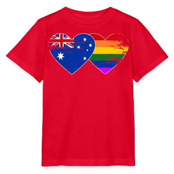 Australien Regenbogen Flagge Herz used - Stanley/Stella Kinder T-Shirt MINI CREATOR  - Rot - Vorne - Jaiden (125cm)