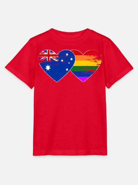 Australien Regenbogen Flagge Herz used - Stanley/Stella Kinder T-Shirt MINI CREATOR - Rot