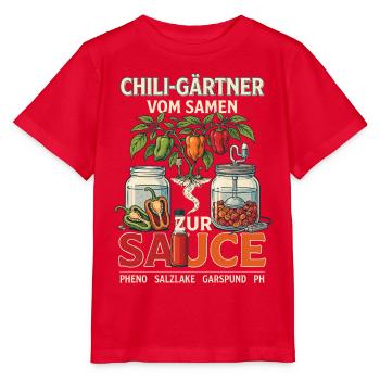 Chili-Gärtner Vom Samen Zur Sauce - Stanley/Stella Kinder T-Shirt MINI CREATOR  - Rot - Vorne - Jaiden (125cm)