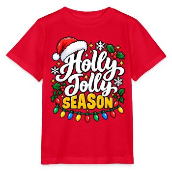 Holly Jolly Season – Weihnachtsdesign - Stanley/Stella Kinder T-Shirt MINI CREATOR  - Rot - Vorne - Jaiden (125cm)