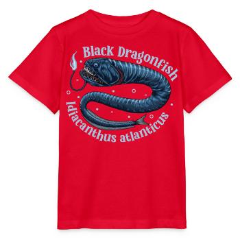 Tiefsee Monster - Schwarzer Drachenfisch - Stanley/Stella Kinder T-Shirt MINI CREATOR  - Rot - Vorne - Jaiden (125cm)