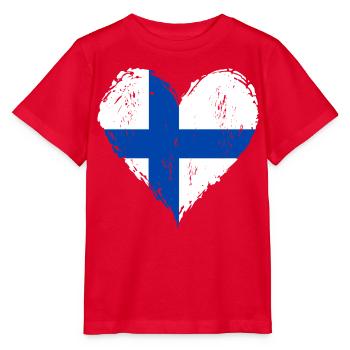 Finnland Herzflagge Grunge - Stanley/Stella Kinder T-Shirt MINI CREATOR  - Rot - Vorne - Jaiden (125cm)