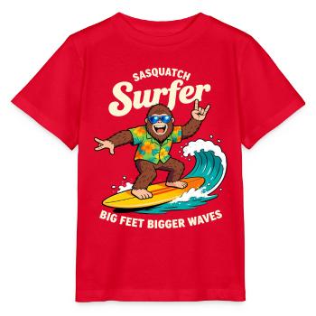 Sasquatch Surfer Big Feet Bigger Waves Cryptid - Stanley/Stella Kinder T-Shirt MINI CREATOR  - Rot - Vorne - Jaiden (125cm)