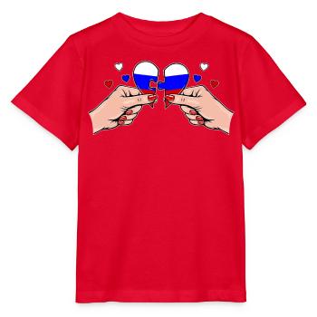 Russland Frauenhände Herzpuzzle - Stanley/Stella Kinder T-Shirt MINI CREATOR  - Rot - Vorne - Jaiden (125cm)
