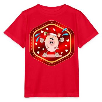 Weihnachtsmann Schwein Weihnachten - Stanley/Stella Kinder T-Shirt MINI CREATOR  - Rot - Vorne - Jaiden (125cm)