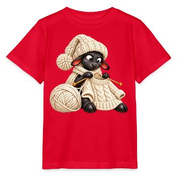 Schwarzes Schaf strickt einen Wollpullover - Stanley/Stella Kinder T-Shirt MINI CREATOR  - Rot - Vorne - Jaiden (125cm)