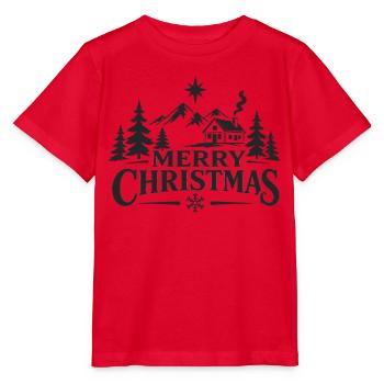 Merry Christmas Berghütte - Stanley/Stella Kinder T-Shirt MINI CREATOR  - Rot - Vorne - Jaiden (125cm)