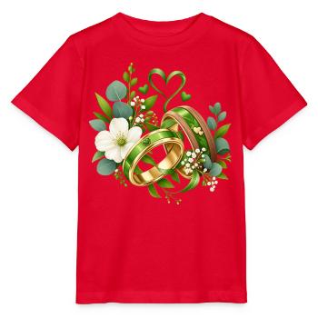 Grünehochzeit , Grünes Liebesband Hochzeitsdesign - Stanley/Stella Kinder T-Shirt MINI CREATOR  - Rot - Vorne - Jaiden (125cm)