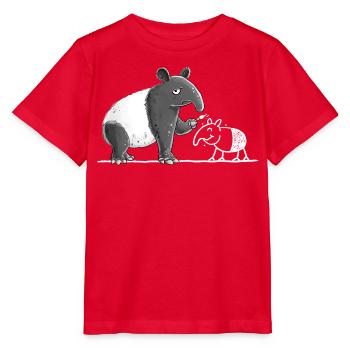 Tapir Tiermotiv lustig Strichzeichnung Cartoon - Stanley/Stella Kinder T-Shirt MINI CREATOR  - Rot - Vorne - Jaiden (125cm)