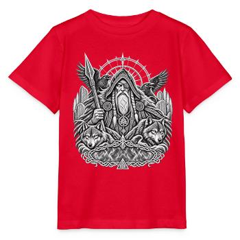  Odin mit Wölfen - Stanley/Stella Kinder T-Shirt MINI CREATOR  - Rot - Vorne - Jaiden (125cm)