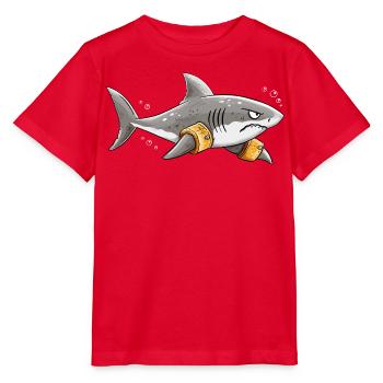 Hai Schwimmflügel Schwimmlehrer Meer Humor - Stanley/Stella Kinder T-Shirt MINI CREATOR  - Rot - Vorne - Jaiden (125cm)